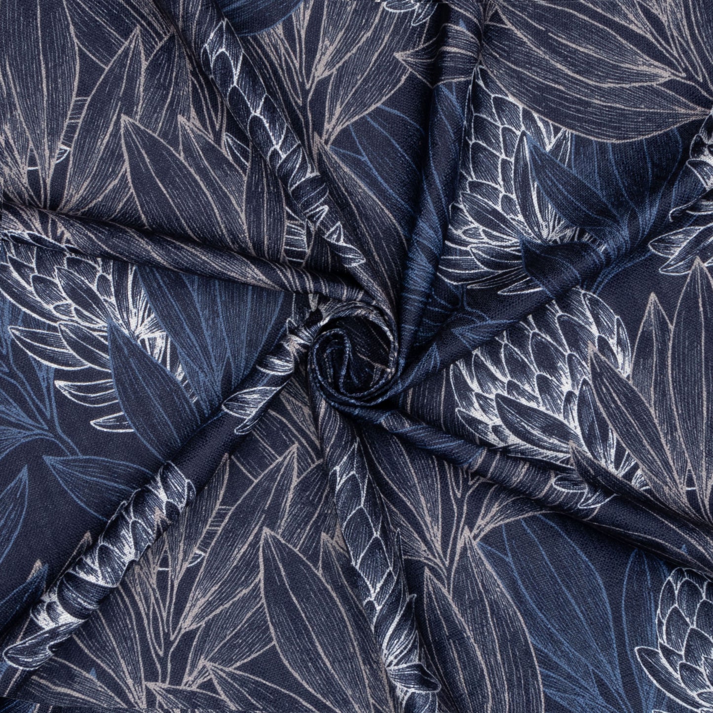 Luxury Linen Look Protea Forest Navy