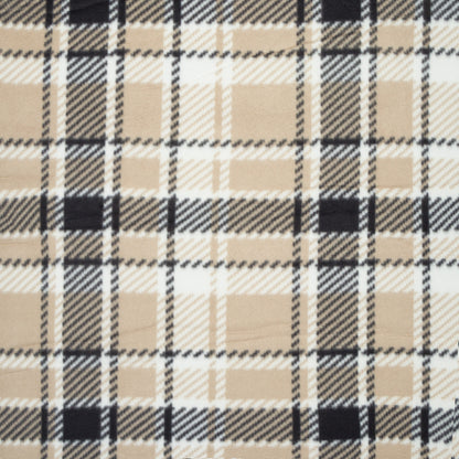 Printed Polar Fleece Check Biscuit