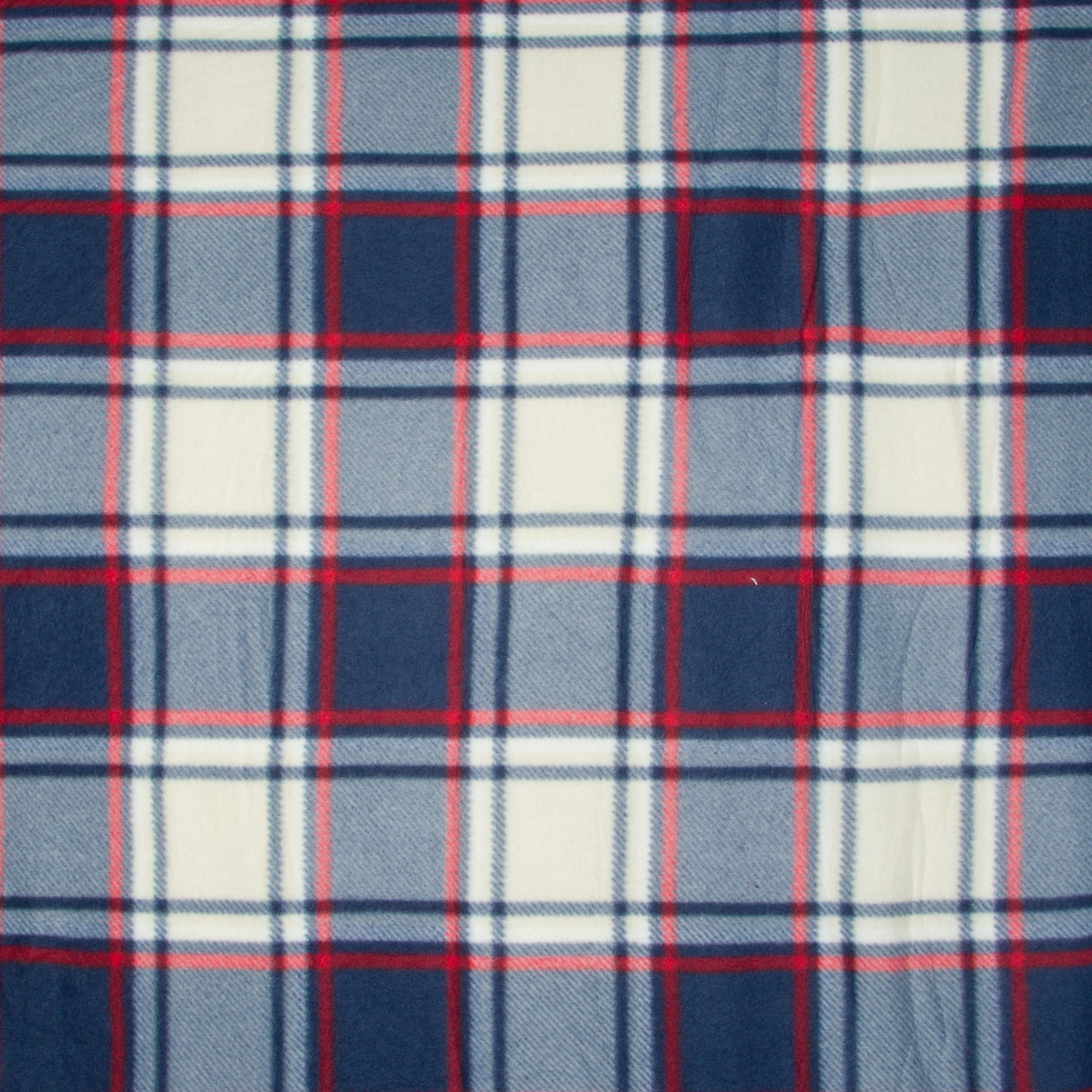 Printed Polar Fleece Check Red Blue