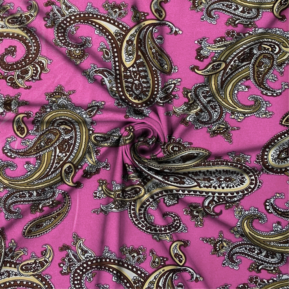 Printed Satin Paisley Pink