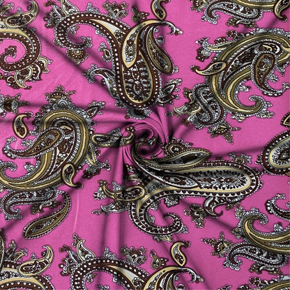 Printed Satin Paisley Pink