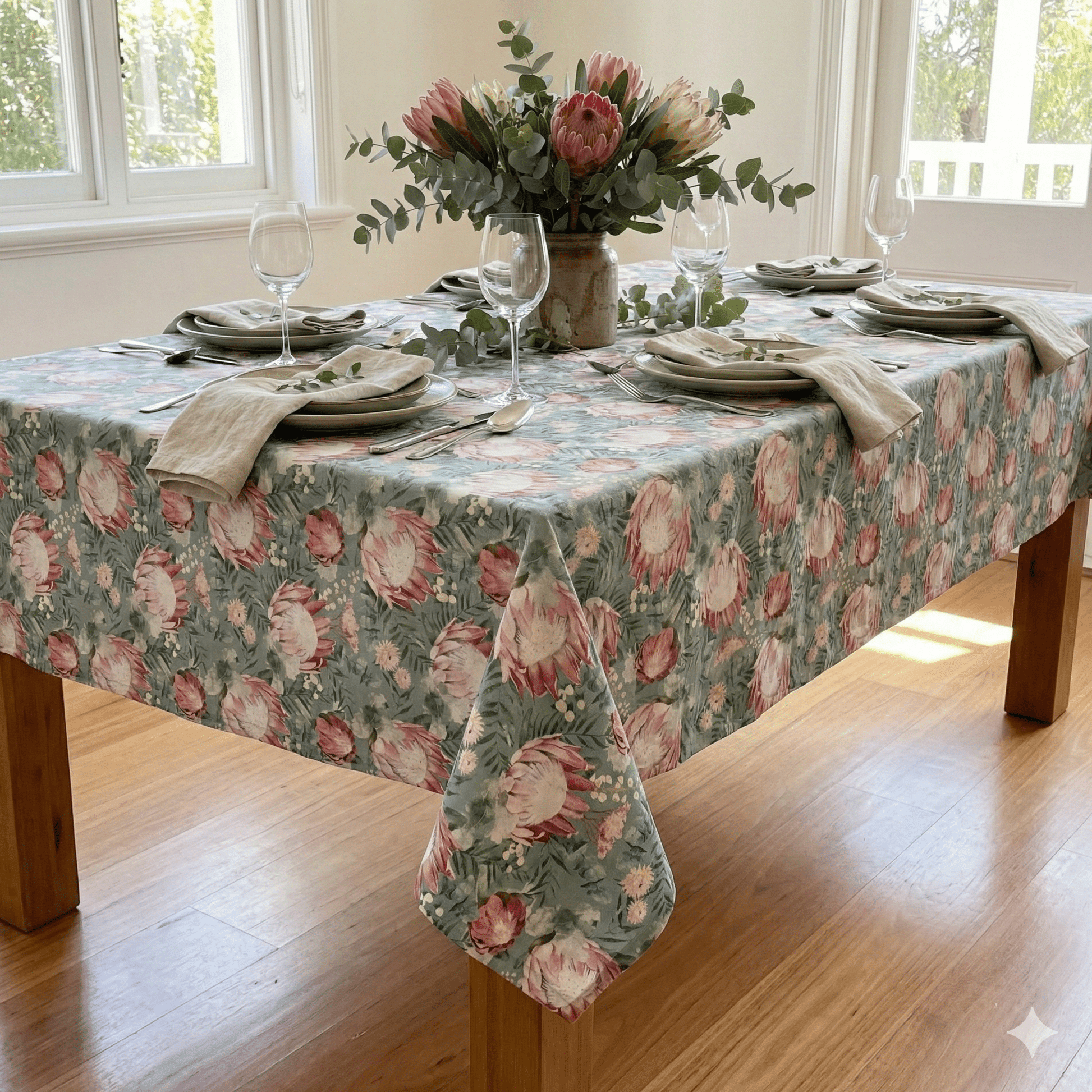 Box Weave Furnishing Protea Duck Egg - Ragland Fabrics