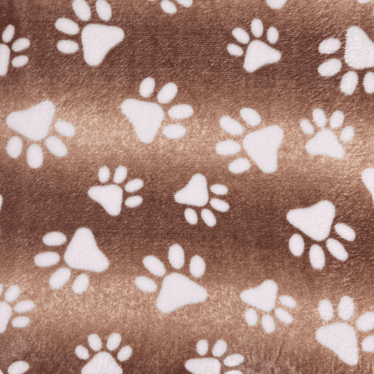 Printed Mongolian Fleece Pawz On Beige - Ragland Fabrics