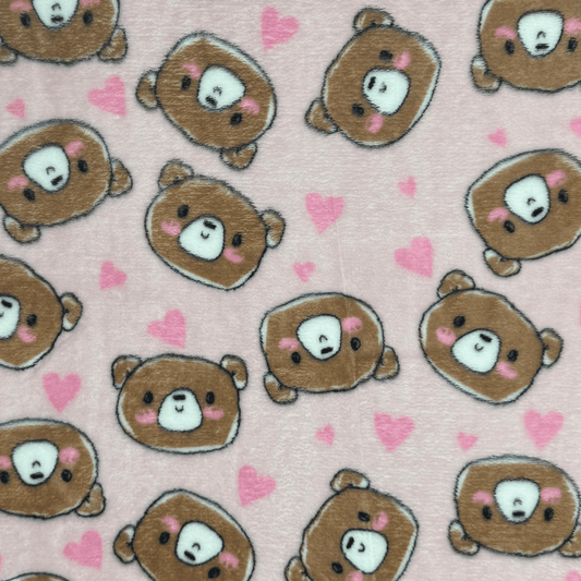 Printed Mongolian Fleece Teddy Love - Ragland Fabrics