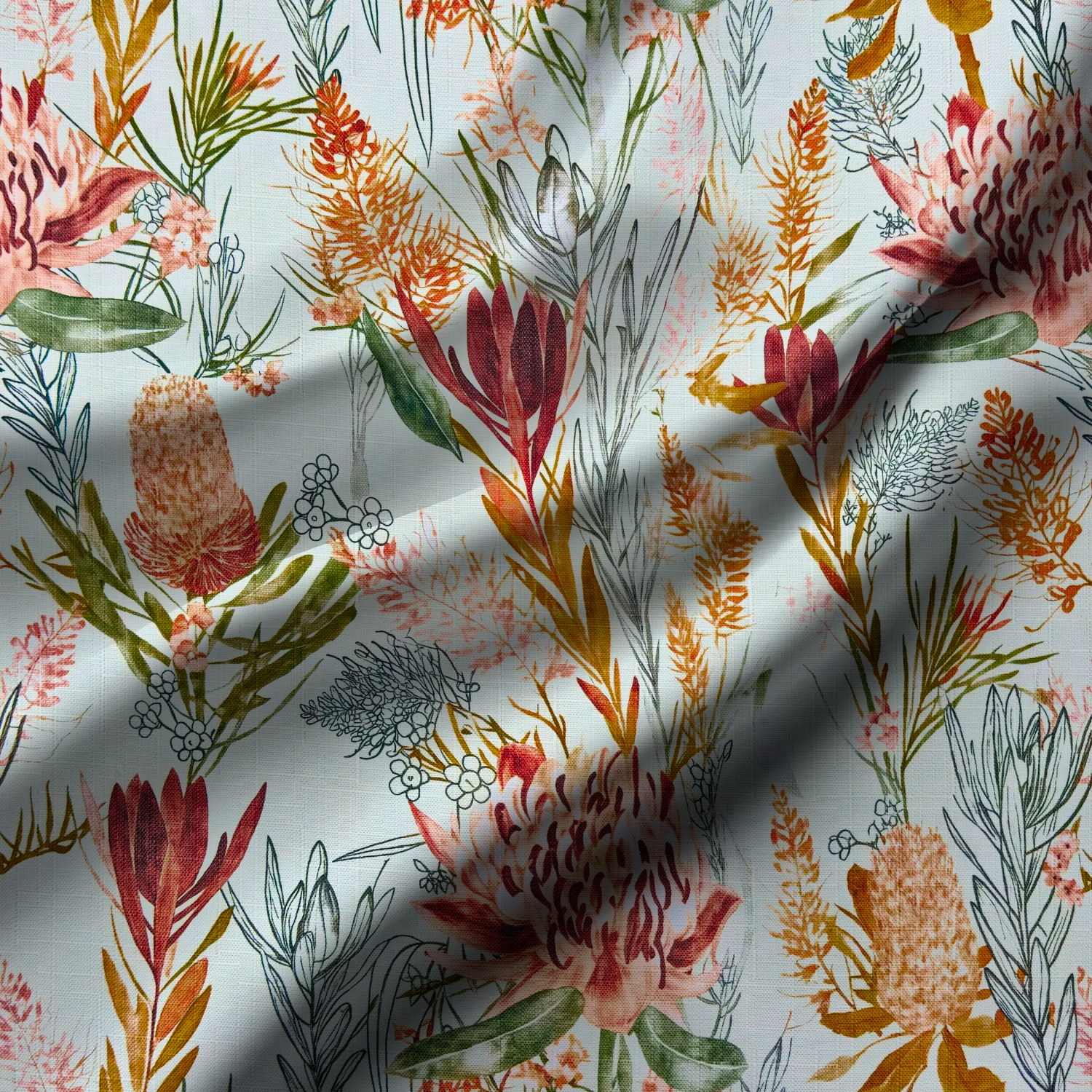 Reddington Linen Protea Passion Linen - Ragland Fabrics