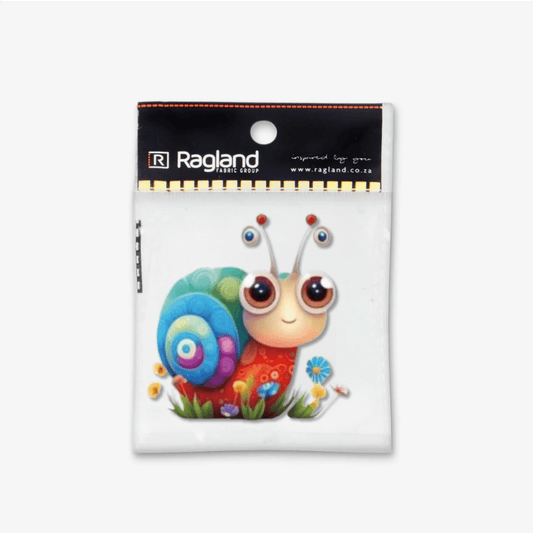 Motif Iron On Badge - Snail 6.5cmx6.5cm - Ragland Fabrics