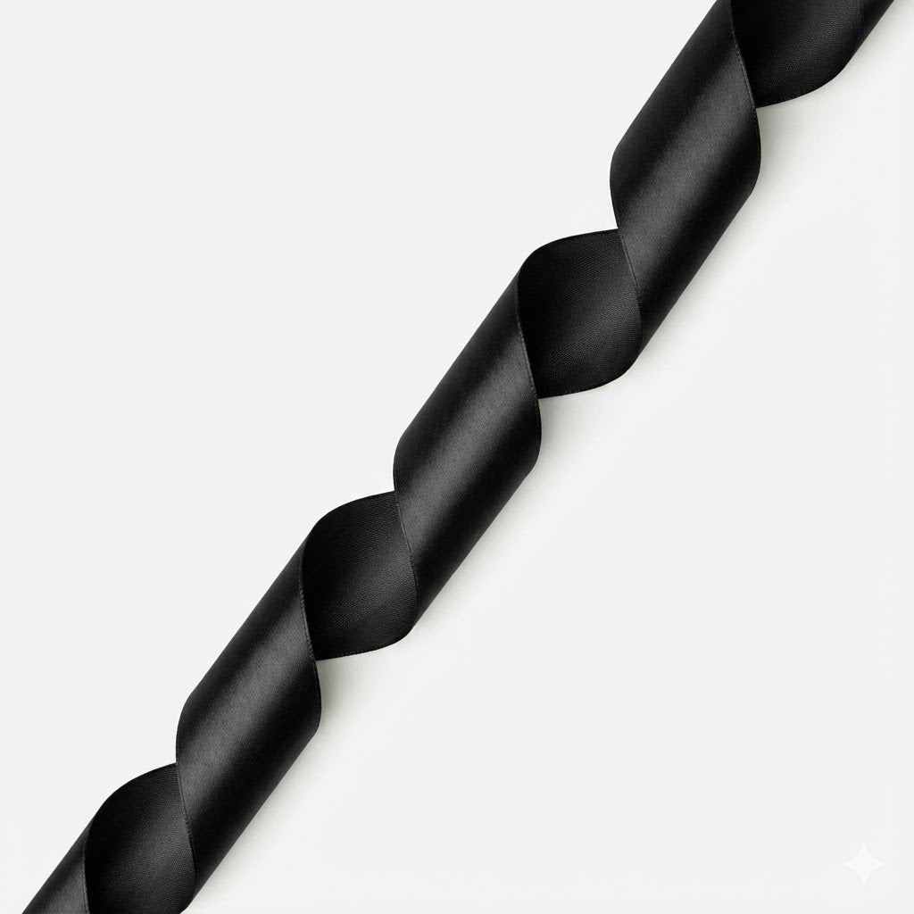 Satin Ribbbon 50mm - Black 007 - Ragland Fabrics