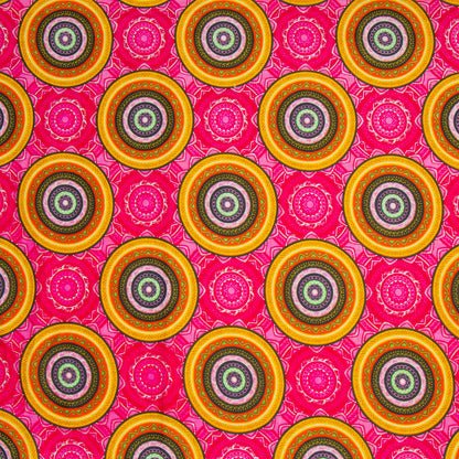 Cotton Wax Prints Circles of Colour Pink