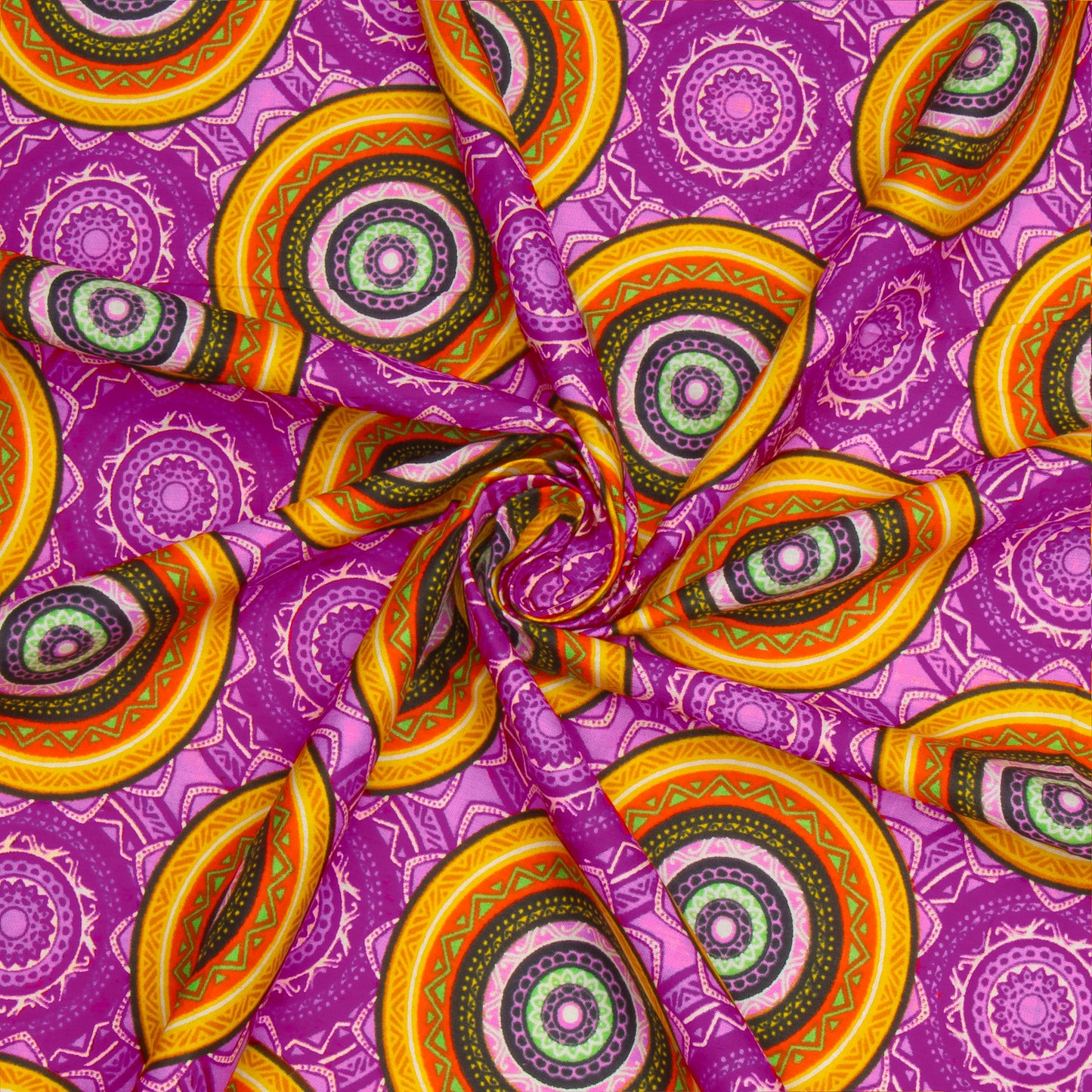 Cotton Wax Prints Circles of Colour Purple