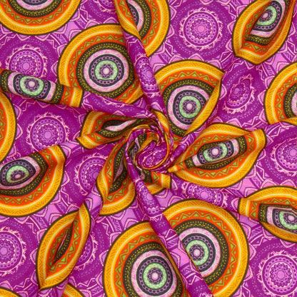 Cotton Wax Prints Circles of Colour Purple