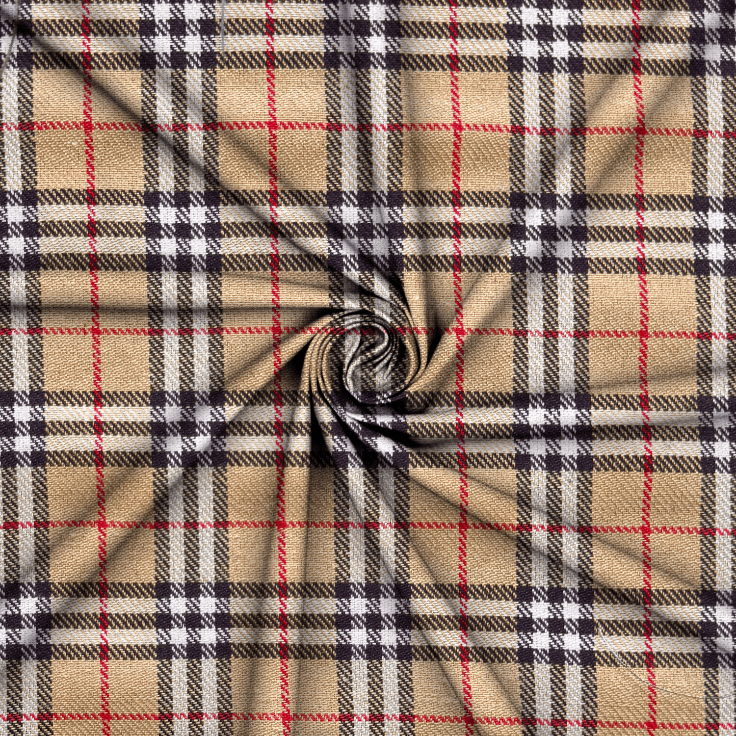 Tartan Check 140cm Beige/White/Red - Ragland Fabrics