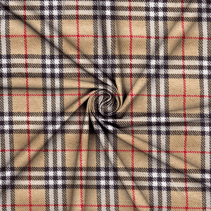 Tartan Check 140cm Beige/White/Red - Ragland Fabrics