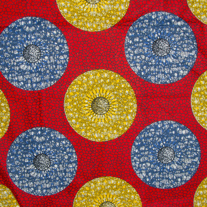 Cotton Wax Prints African Hydrangea Red