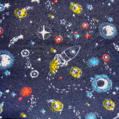 Printed Polar Fleece Stars Navy