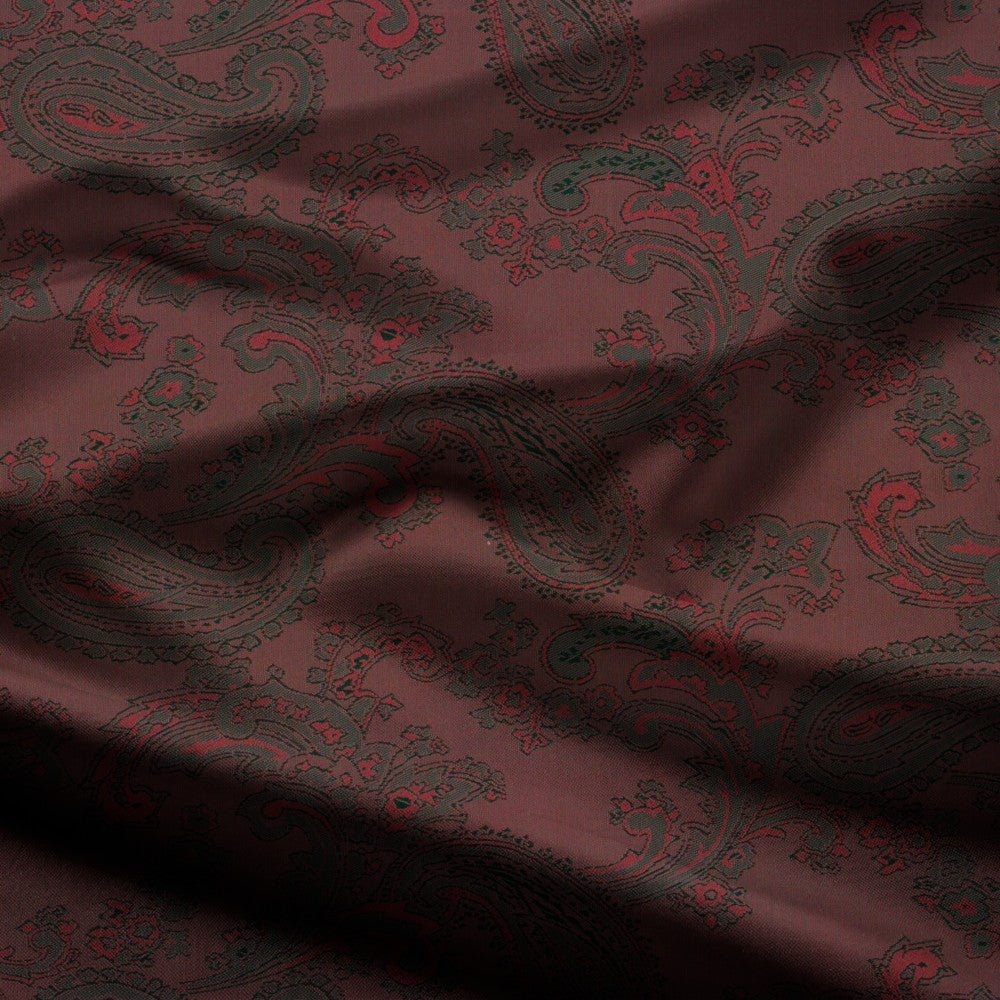 Acetate Paisley Lining | Burgundy - Ragland Fabrics
