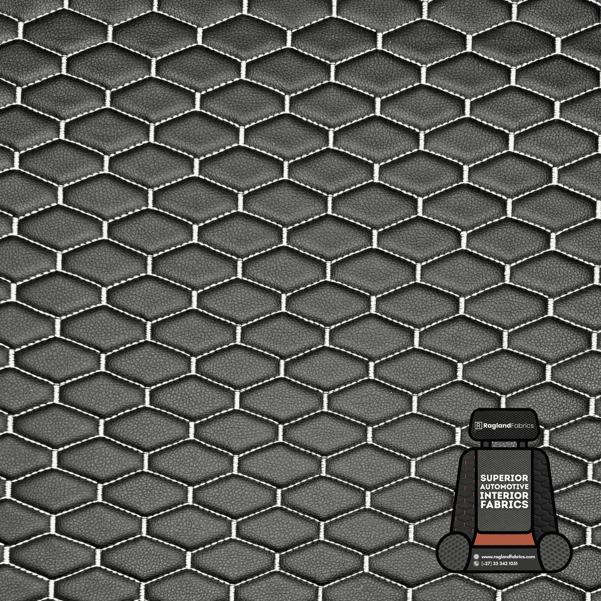 Automotive Upholstery Bentley White on Black - Ragland Fabrics