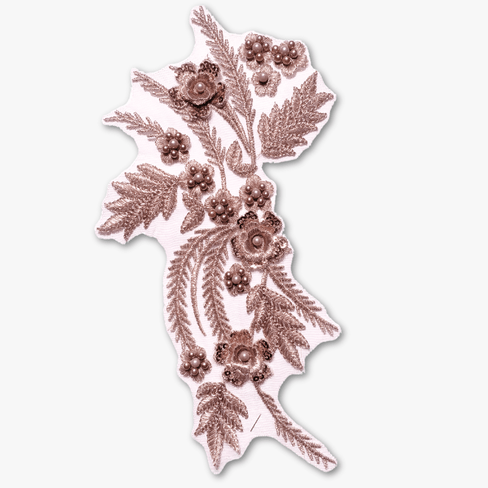 Beaded Bridal Motif - Stylish Blush (Left or Right) - Ragland Fabrics