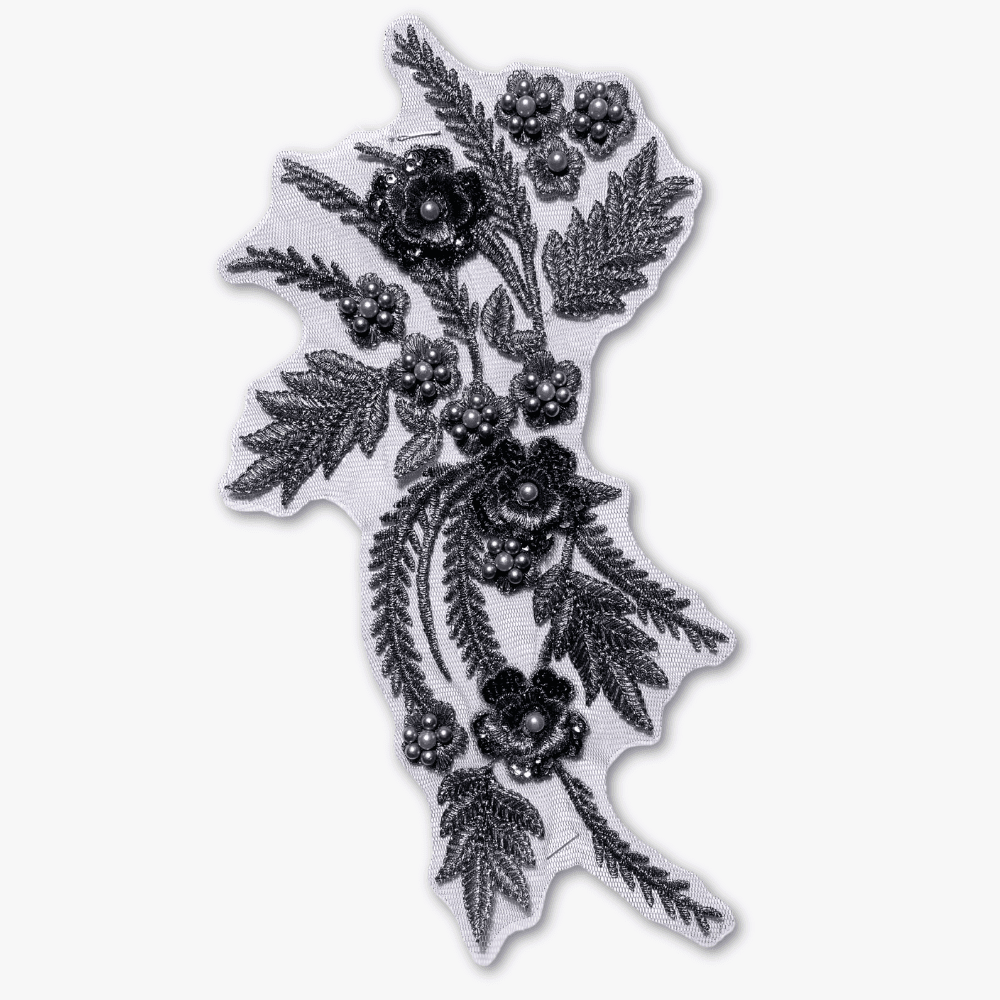 Beaded Bridal Motif - Stylish Slate (Left or Right) - Ragland Fabrics