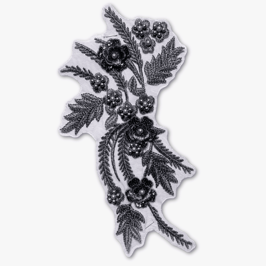 Beaded Bridal Motif - Stylish Slate (Left or Right) - Ragland Fabrics