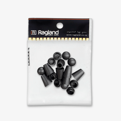 Bell Cord End Caps 5mm Black - Ragland Fabrics