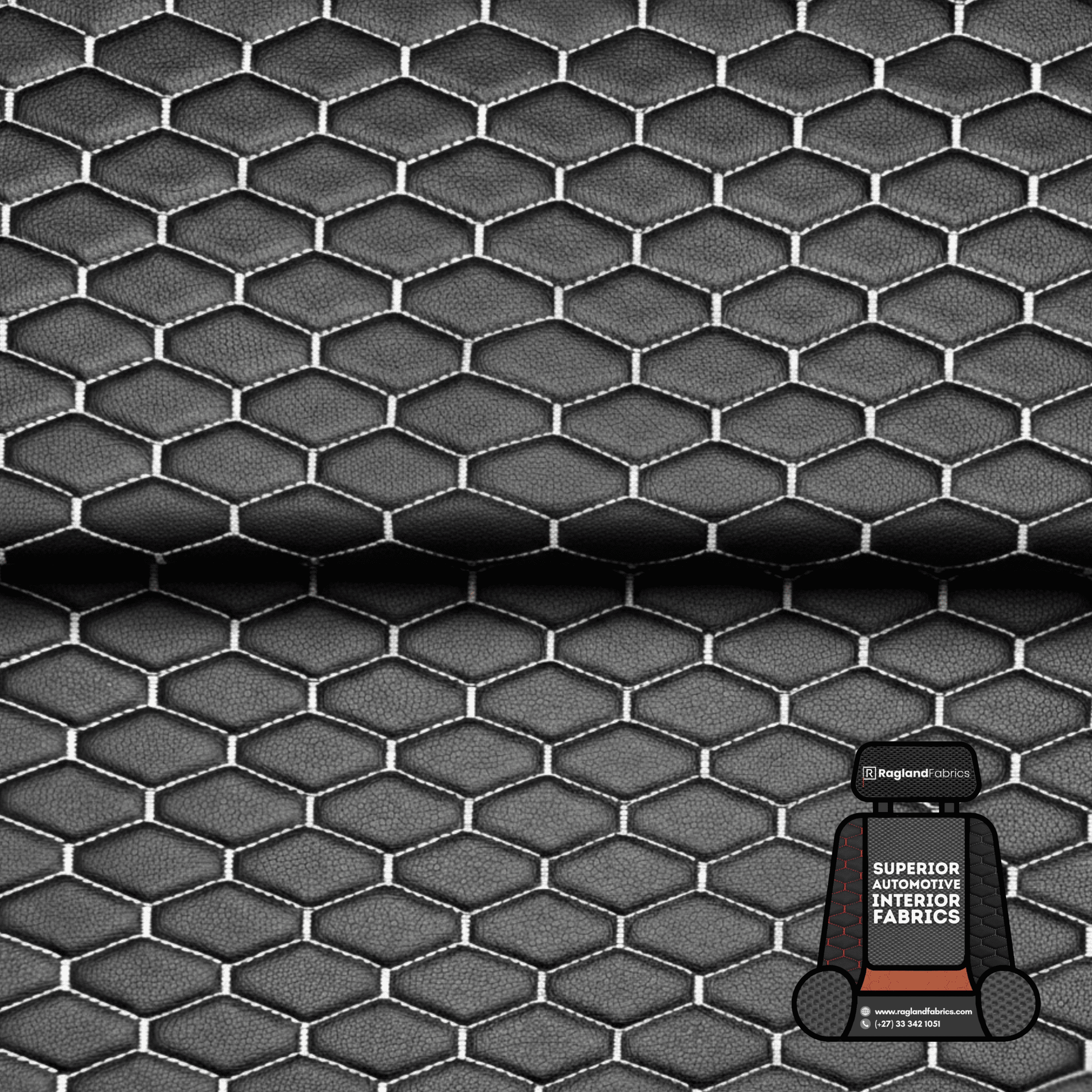 Automotive Upholstery Bentley White on Black - Ragland Fabrics