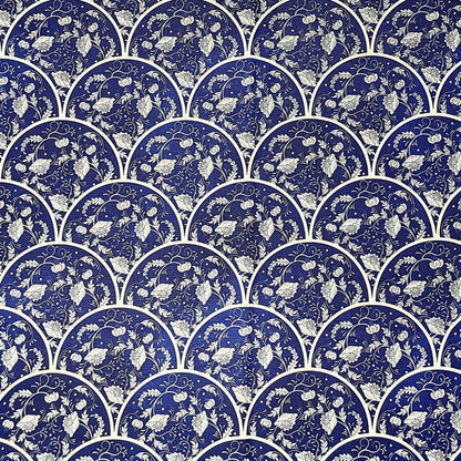 Box Weave Furnishing Blue Plates - Ragland Fabrics