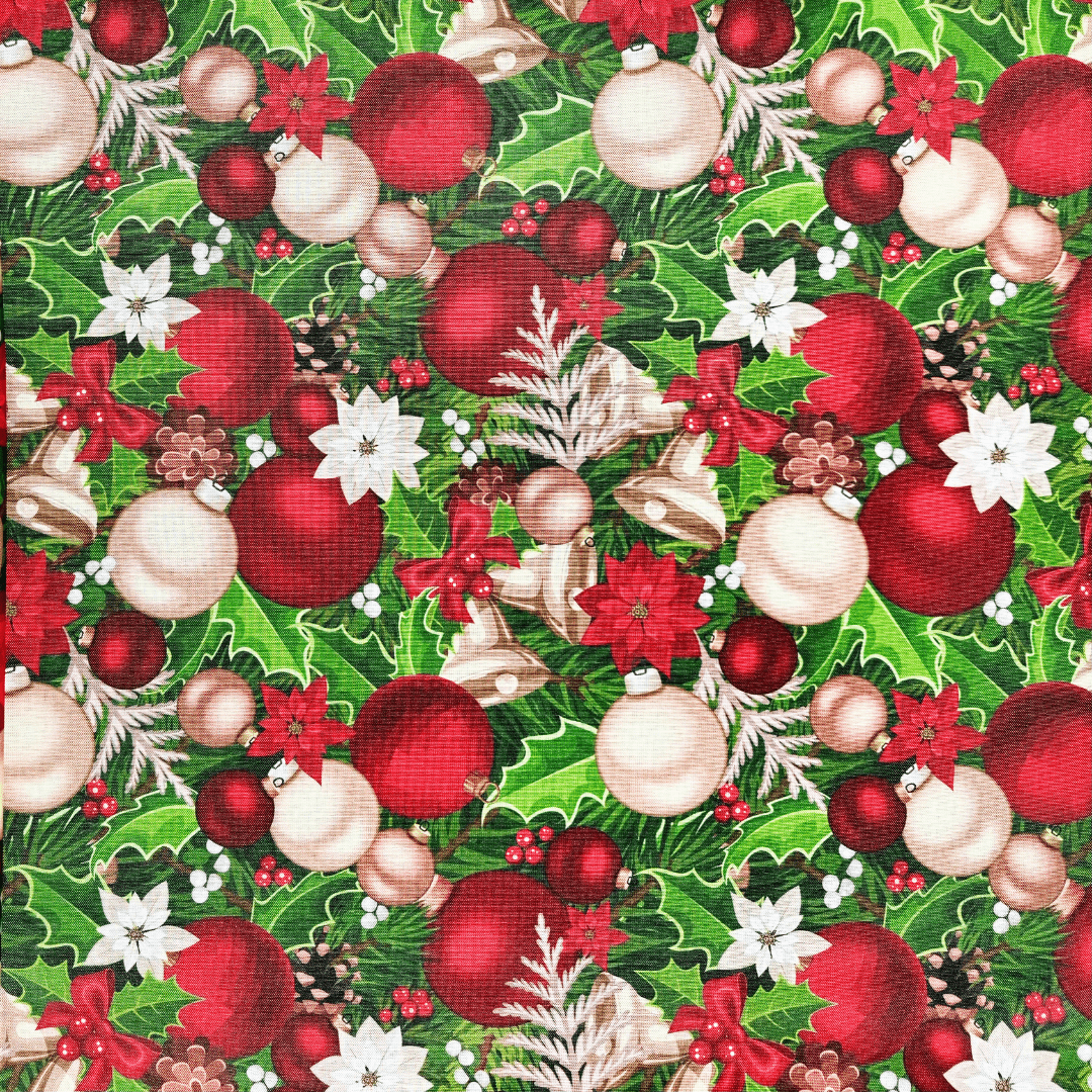 Christmas Printed Mini Matt Bauble - Ragland Fabrics