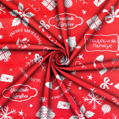 Christmas Printed Mini Matt Carols Red - Ragland Fabrics