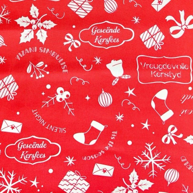 Christmas Printed Mini Matt Carols Red - Ragland Fabrics