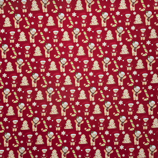 Christmas Printed Mini Matt GingerBread Red - Ragland Fabrics