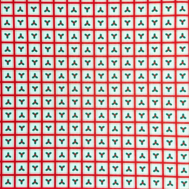 Christmas Printed Mini Matt Holly Check - Ragland Fabrics