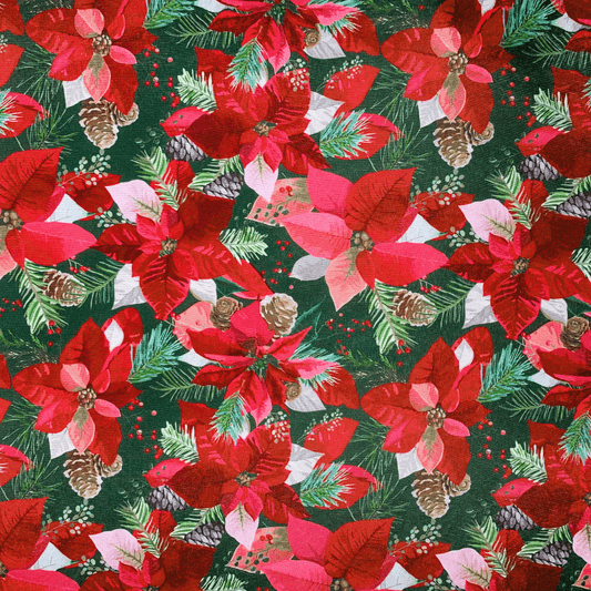 Christmas Printed Mini Matt Pointsettia - Ragland Fabrics