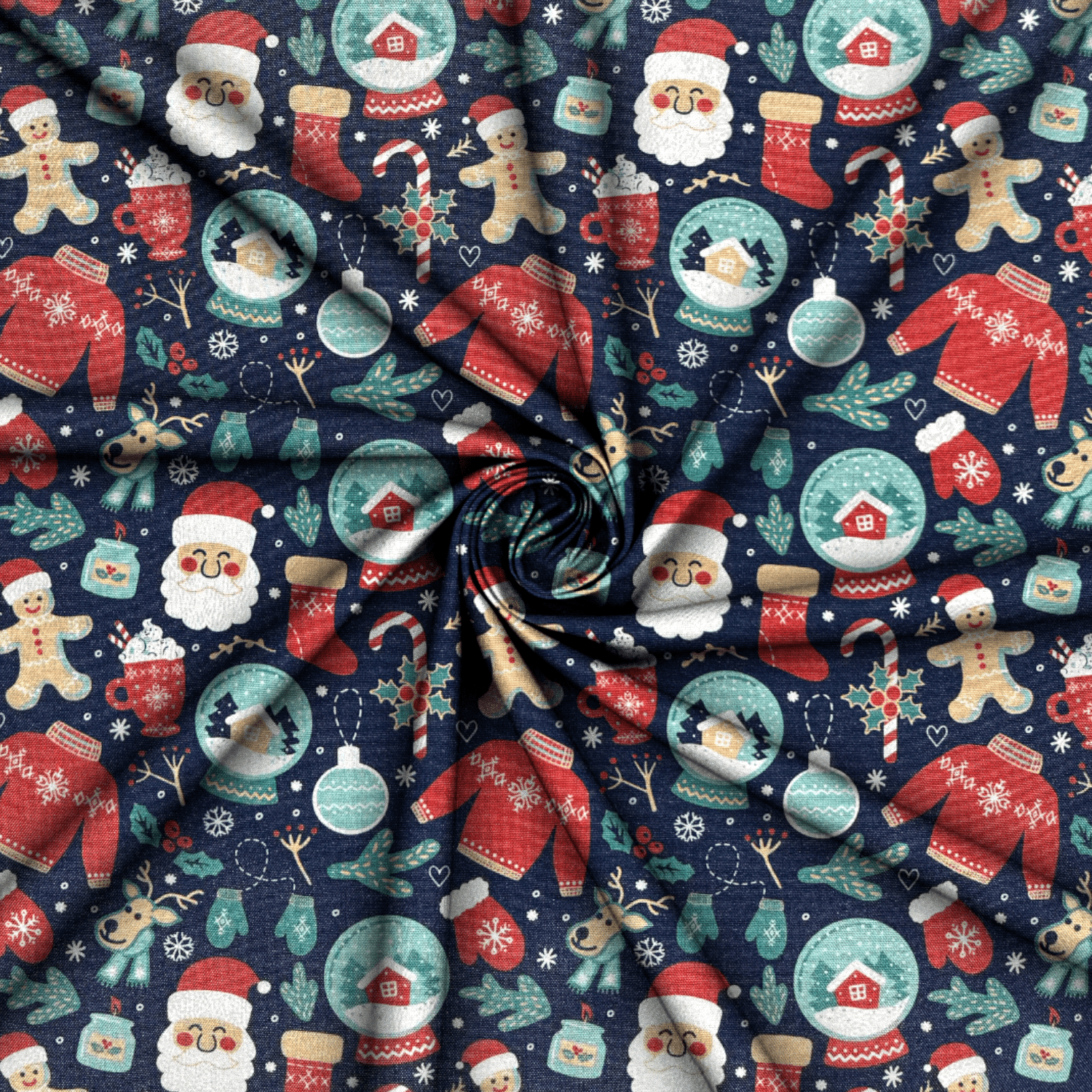 Christmas Printed Mini Matt Santa - Ragland Fabrics