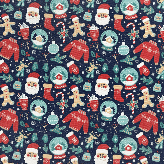 Christmas Printed Mini Matt Santa - Ragland Fabrics