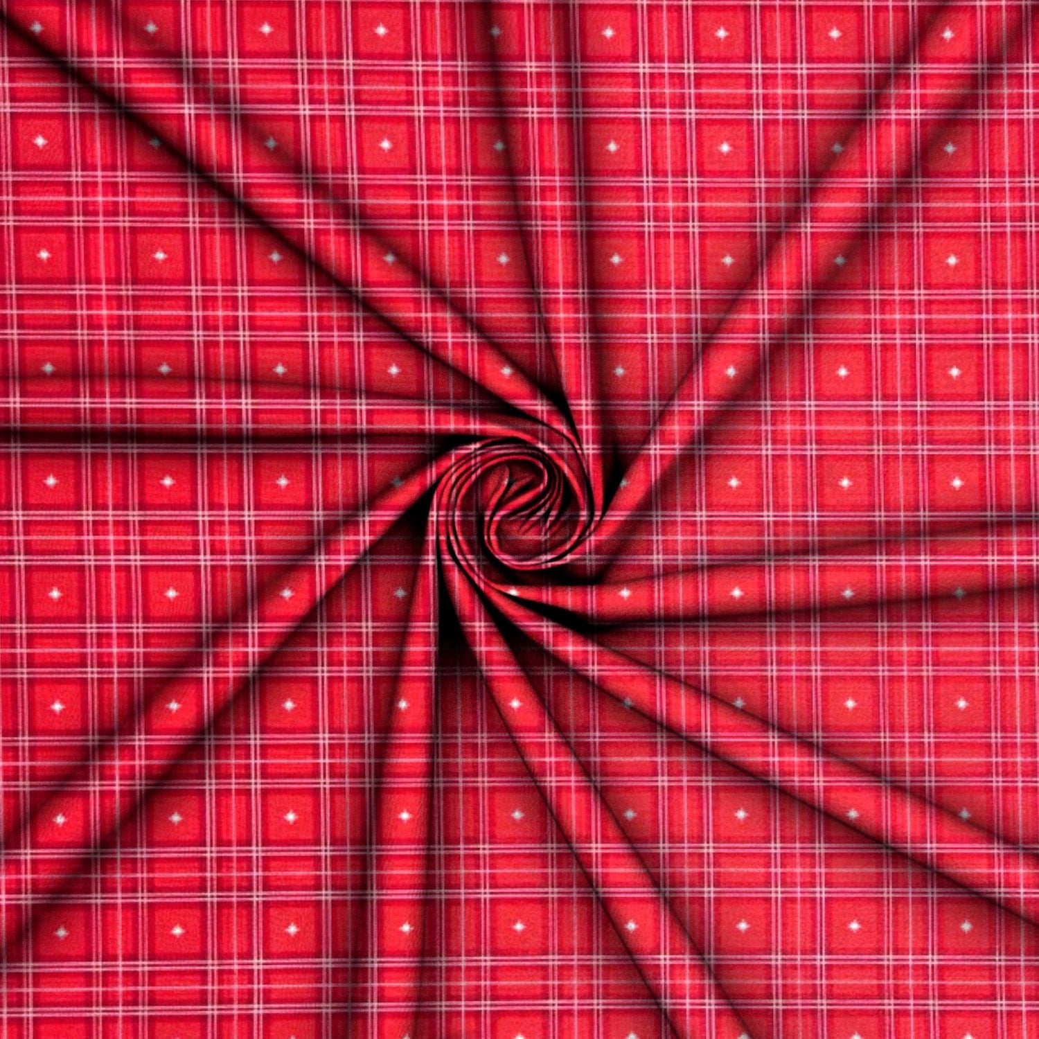 Christmas Printed Mini Matt Star Check Red - Ragland Fabrics