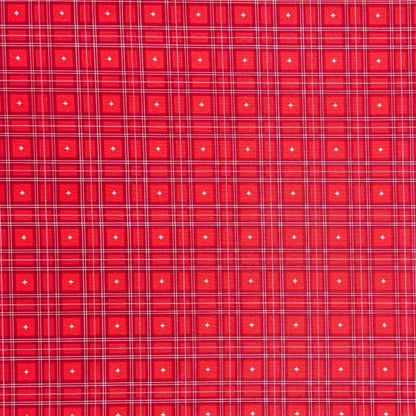 Christmas Printed Mini Matt Star Check Red - Ragland Fabrics