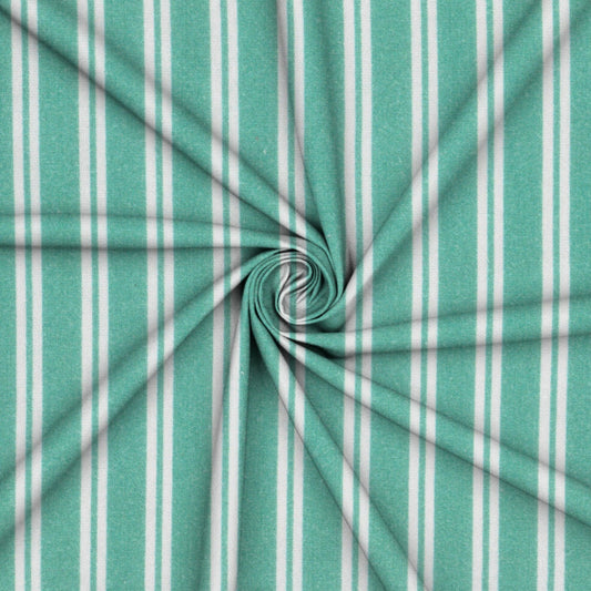Cotton Lycra Printed Aqua Stripe - Ragland Fabrics