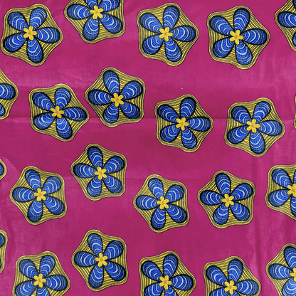 Cotton Wax Prints African Flower Cerise - Ragland Fabrics
