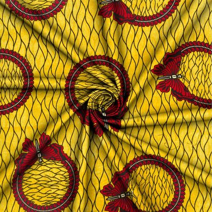 Cotton Wax Prints Yellow Butterflies - Ragland Fabrics