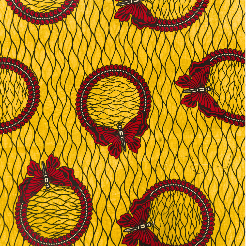 Cotton Wax Prints Yellow Butterflies - Ragland Fabrics