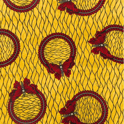 Cotton Wax Prints Yellow Butterflies - Ragland Fabrics