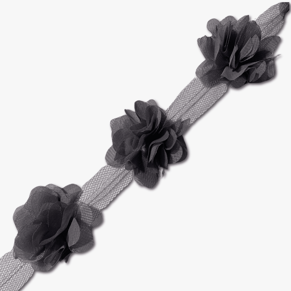 Cut Out Flower Lace - Grey (Per Met) - Ragland Fabrics