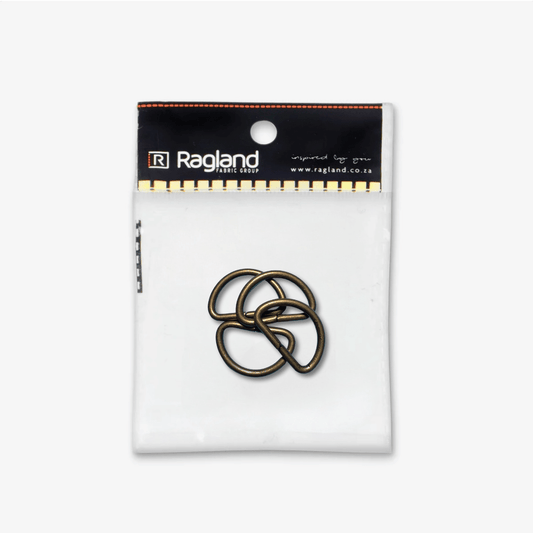 D - Ring Metal 25mm | Antique Brass - Ragland Fabrics