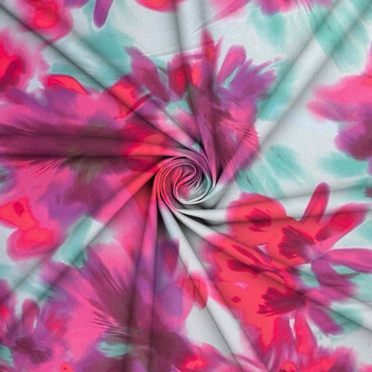 Dty Printed Stretch Abstract Flower - Ragland Fabrics