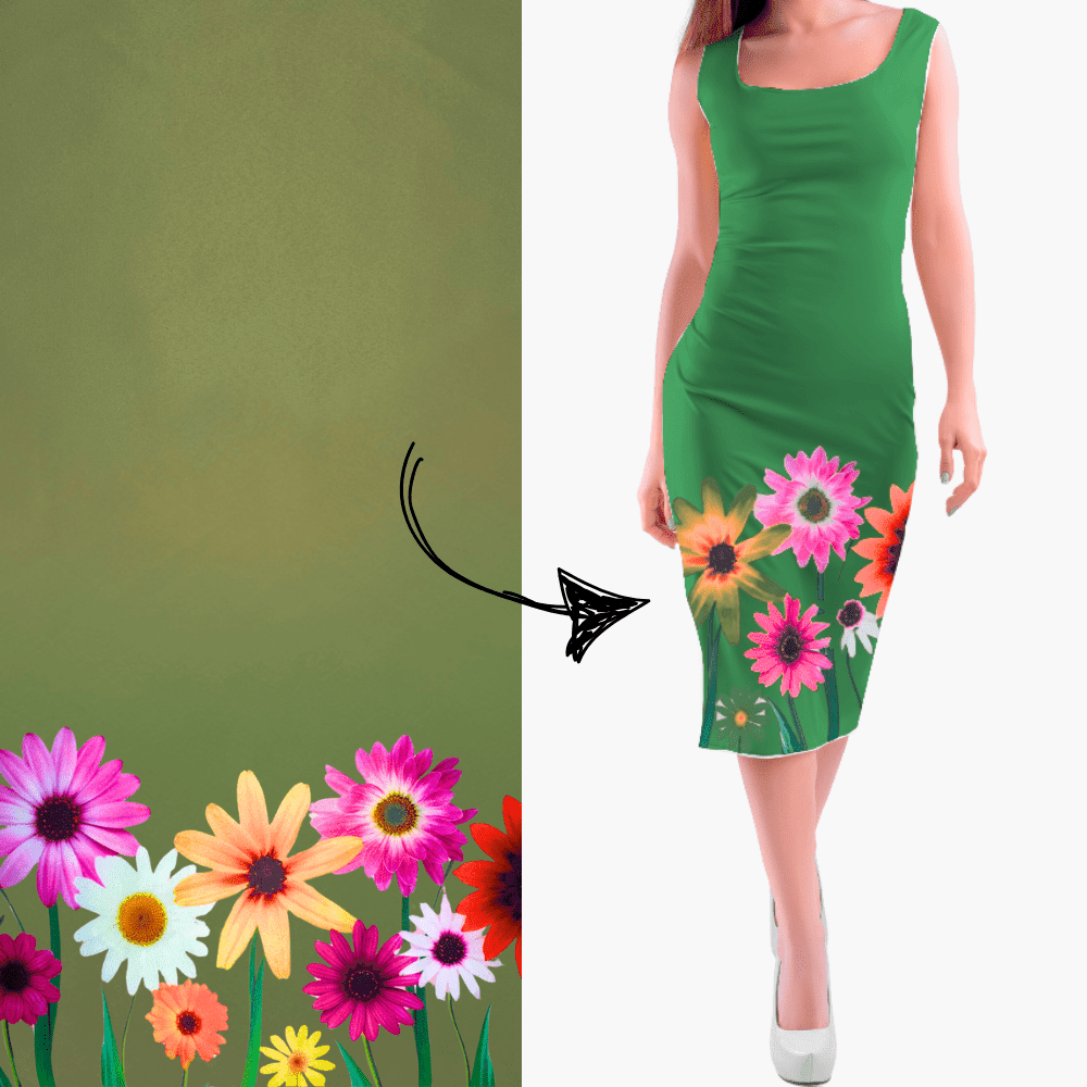 Dutchess Satin Green Flowers TBD - Ragland Fabrics