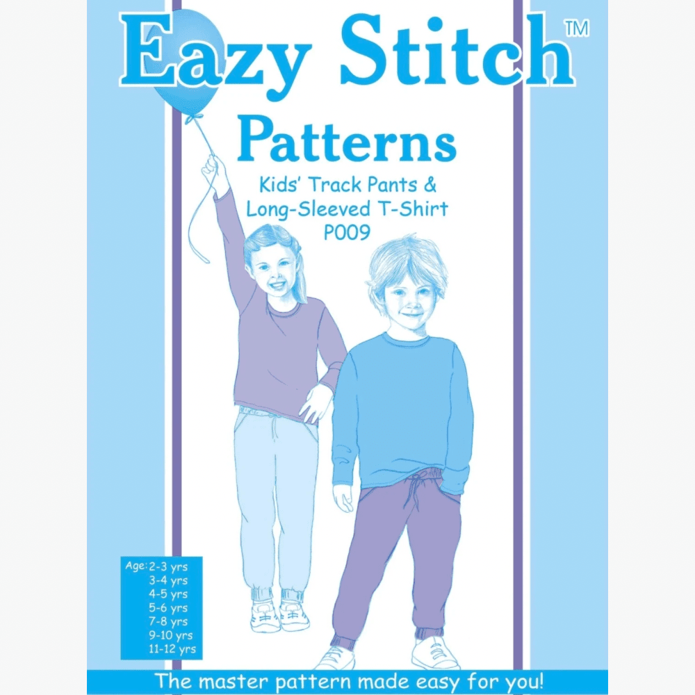 Eazy Stitch Patterns | Kids Track Pants & Long - Sleeved T-Shirt - Ragland Fabrics
