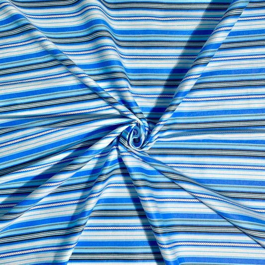 Flannel Brushed Cotton | Stripe Blue 3 - Ragland Fabrics