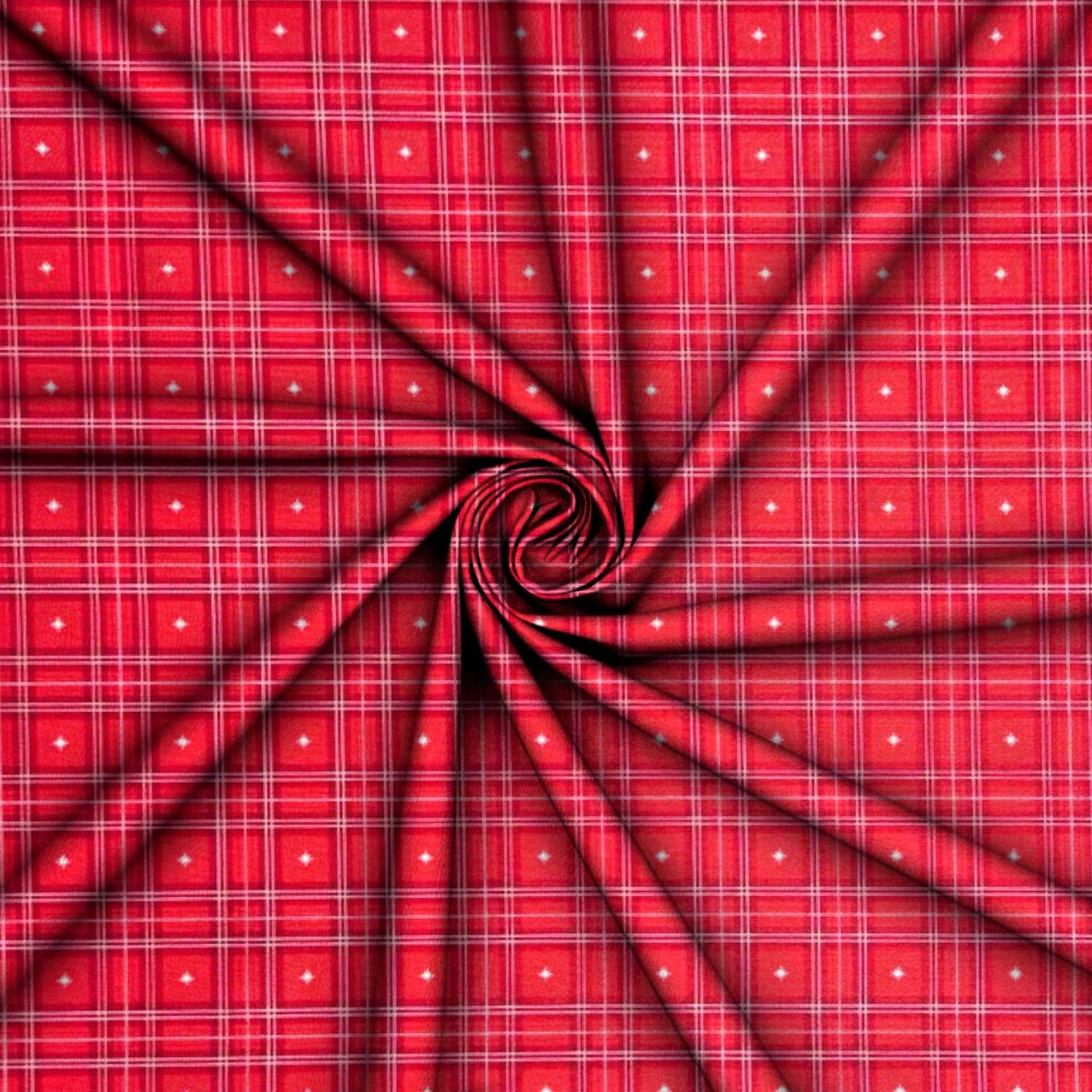 Christmas Printed Mini Matt Star Check Red - Ragland Fabrics