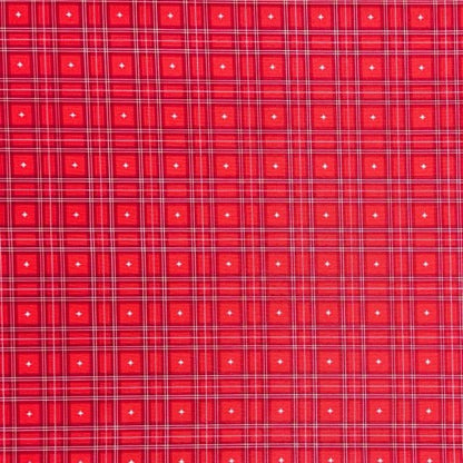 Christmas Printed Mini Matt Star Check Red - Ragland Fabrics