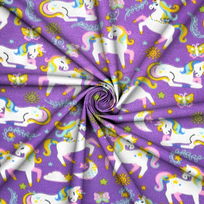 Printed Polar Fleece Lilac Unicorn